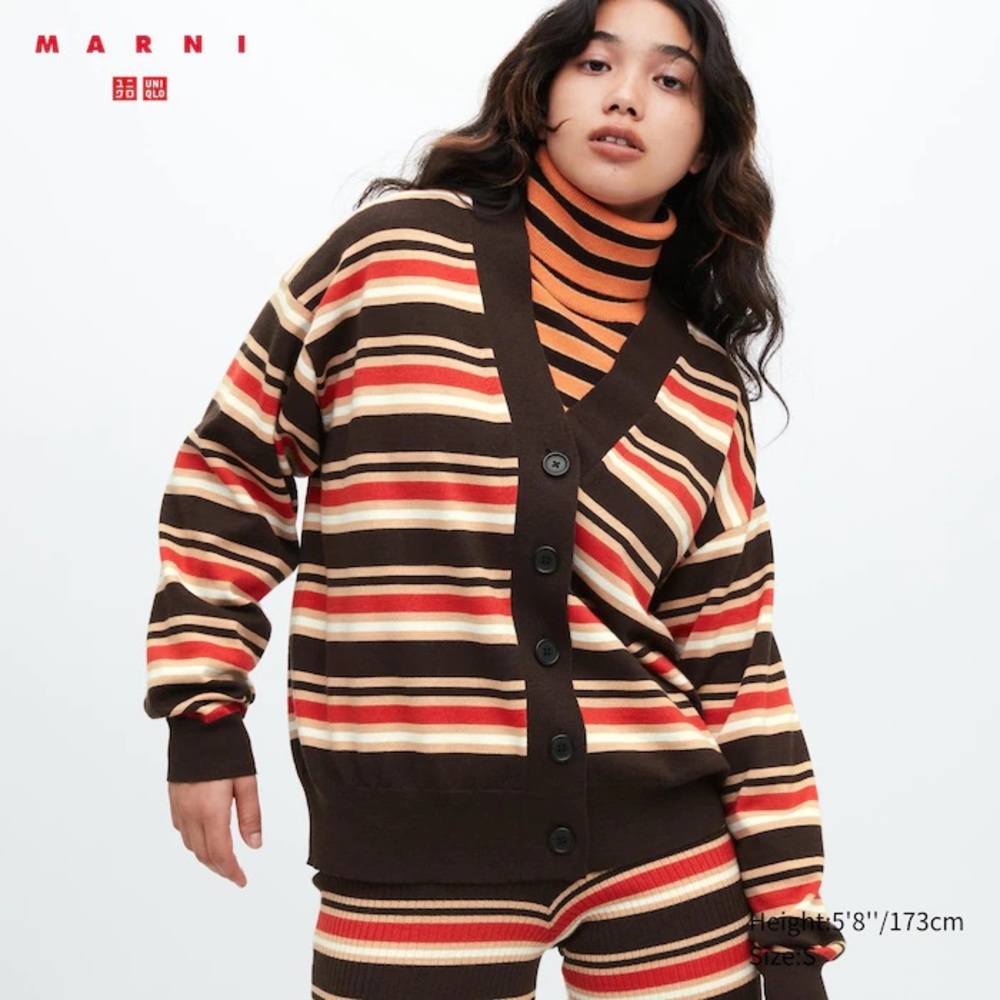 Marni for Uniqlo Merino Blend Striped Oversized Cardigan NWT sz Medium